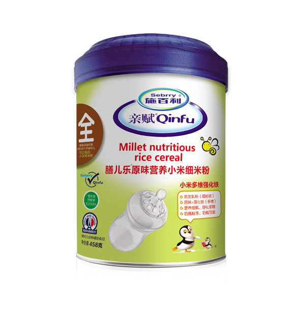 施百利親賦膳兒樂(lè)原味營(yíng)養(yǎng)小米細(xì)米粉-小米多維強(qiáng)化鐵罐裝