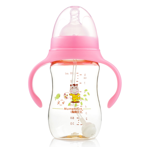 媽咪王子PPSU寬口自動(dòng)吸240ml弧形奶瓶 粉色