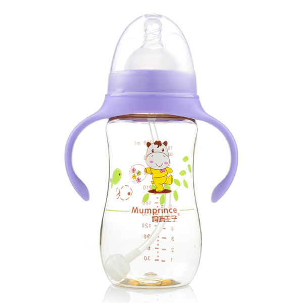 媽咪王子PPSU寬口自動(dòng)吸300ml弧形奶瓶 紫色