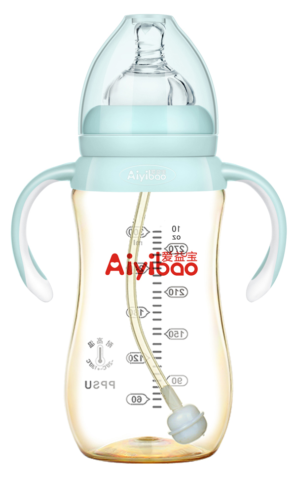 愛(ài)益寶寬口弧形有柄自動(dòng)PPSU奶瓶300ml 藍(lán)色
