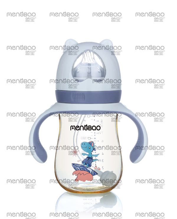 盟寶小熊PPSU奶瓶粉藍(lán)色