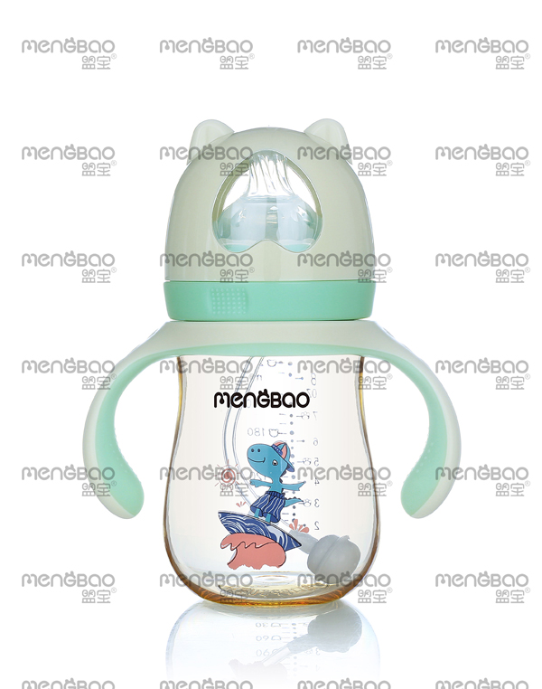 盟寶小熊PPSU奶瓶綠色