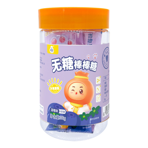 禾兜無(wú)糖棒棒糖藍(lán)莓味瓶裝36g