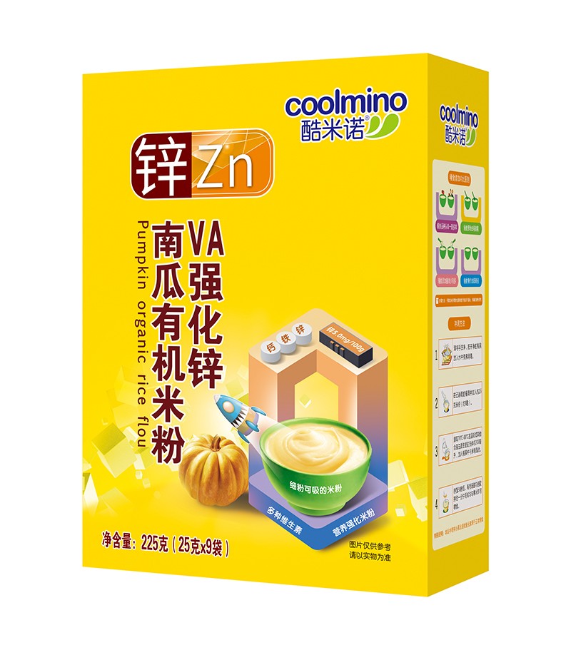 酷米諾VA強(qiáng)化鋅南瓜有機(jī)米粉225克