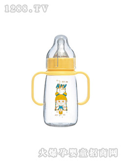 貝帝熊有柄小方圓奶瓶