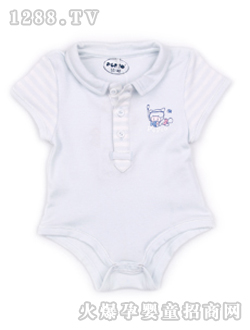 小豬班納嬰兒開(kāi)筒短袖哈衣
