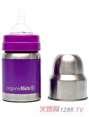 歐可滋不銹鋼寬口奶瓶紫4oz