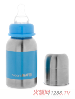 歐可滋不銹鋼標(biāo)口奶瓶藍(lán)4oz