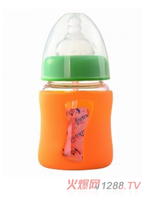 矽利康無(wú)手柄寬口玻璃奶瓶120ml