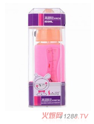 矽利康無(wú)手柄標(biāo)口玻璃奶瓶150ml