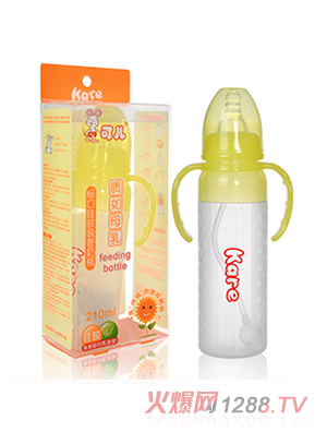 可兒KR-1052標(biāo)口手把吸管硅膠奶瓶210ml