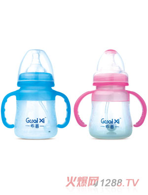 乖喜寬口徑有耳自動(dòng)硅膠奶瓶150ML G1068
