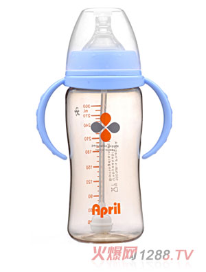 愛(ài)普麗PPSU寬口弧形奶瓶300ml藍(lán)色