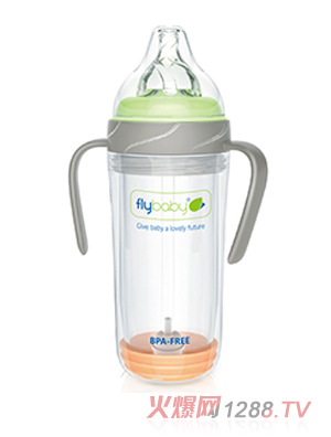 飛樂比寬口PP樂護(hù)套雙柄玻璃大奶瓶240ml