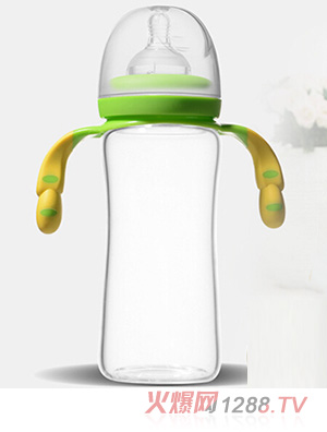 愛弗圖西300ML寬口玻璃奶瓶（熒光綠）