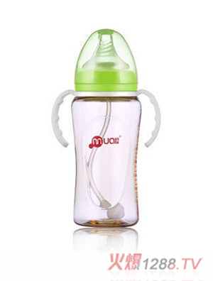 母愛PPSU寬口自動奶瓶300ml安全耐摔綠